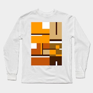 Earthy colored, 1970’s Mondrian styled abstract Long Sleeve T-Shirt